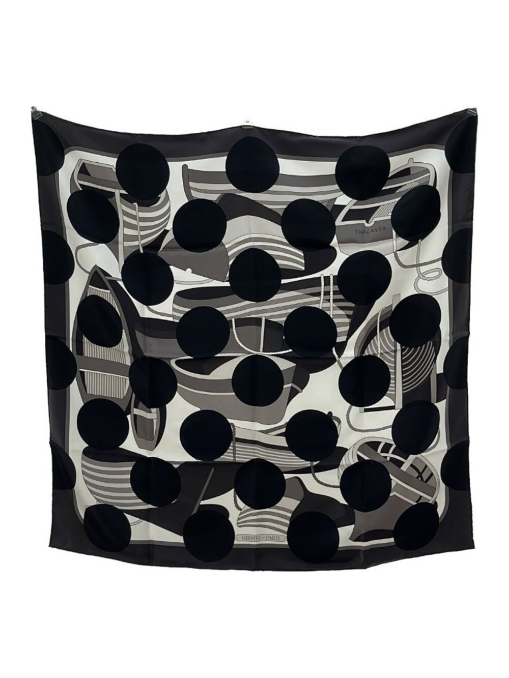 Hermes Comme Des Garcons Thalassa Com Black White Scarf